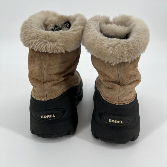 Sorel Snow Angel Zip Boots Thinsulate Womens 7 Faux Fur Suede Snow Winter Tan - Picture 3 of 9